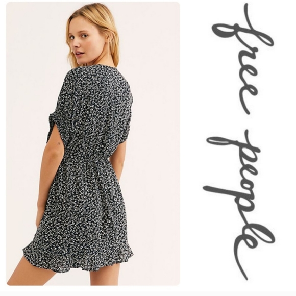 Free People Floral  Ruffles Mini Dress Large - Picture 4 of 16